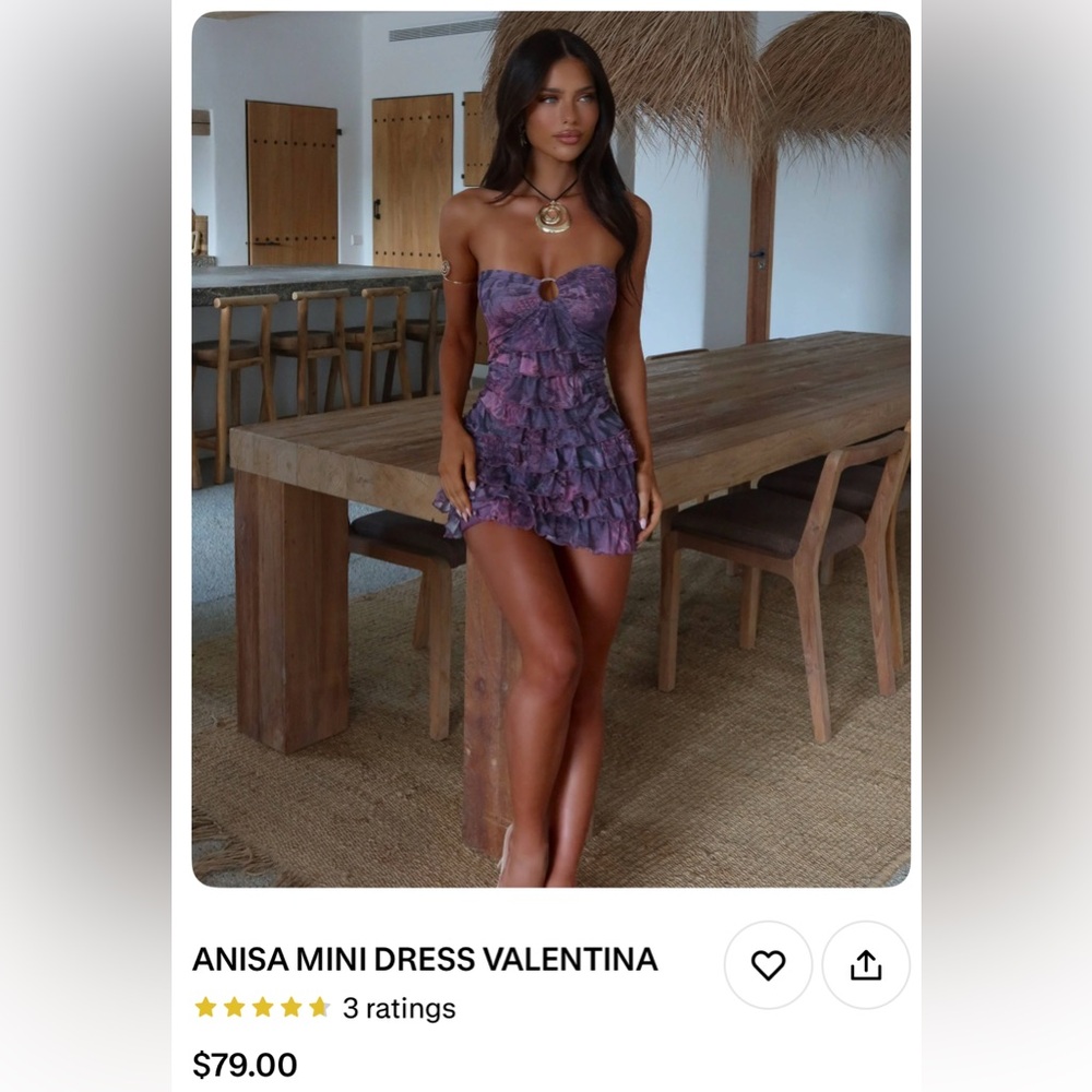 Valentina Strapless Mini Dress in Purple